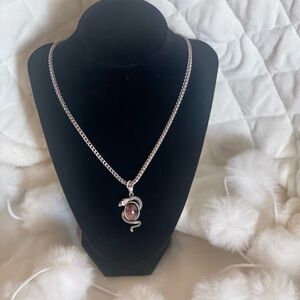 Elegant Silver Snake Pendant Necklace